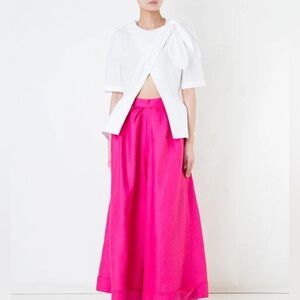Delpozo Wripe-Style Knotted Blouse in White Size 36 NEW with tags